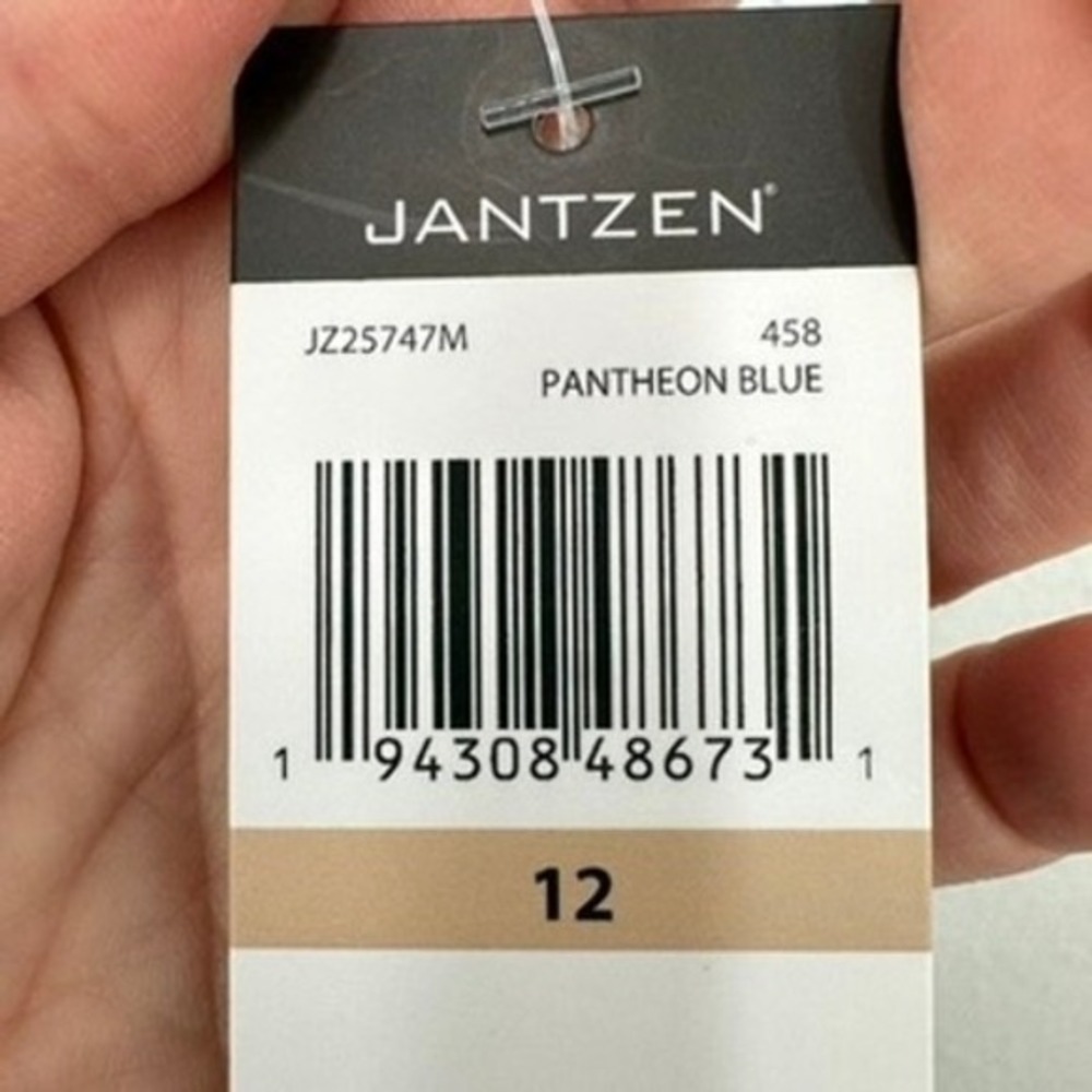 Jantzen‎ Pantheon Blue One Piece Swimsuit Criss Cross Back Size 12 NEW - Picture 6 of 8